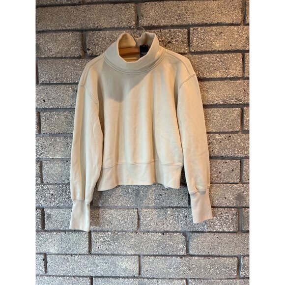 Abercrombie & Fitch Soft AF Collection Cropped Mock Neck Sweatshirt Beige S - Picture 2 of 7